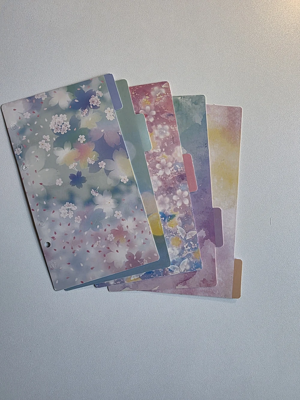 A6 Floral Pastel Tabbed Planner Divider Set Of 4